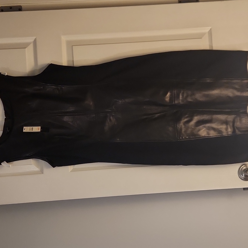 NEW* Talbot's brand black leather dress with liner. Size 6. Never worn with tags